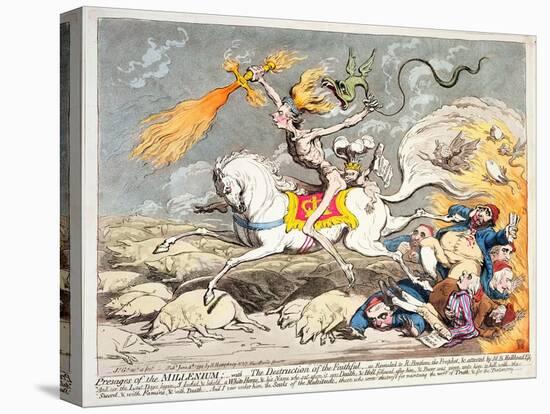 Presages of the Millennium, Published by Hannah Humphrey in 1795-James Gillray-Stretched Canvas