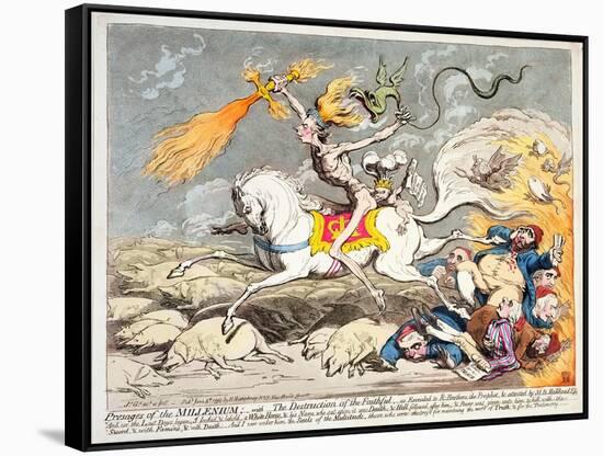 Presages of the Millennium, Published by Hannah Humphrey in 1795-James Gillray-Framed Stretched Canvas