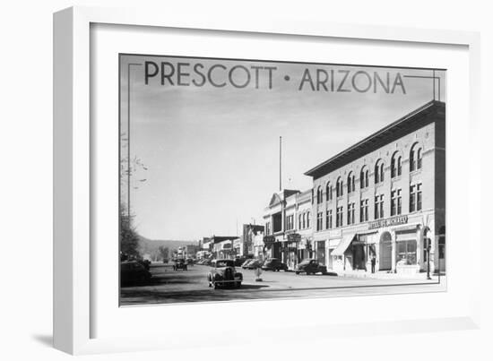 Prescott, Arizona - Montezuma St, Whiskey Row - Lantern Press-Lantern Press-Framed Art Print