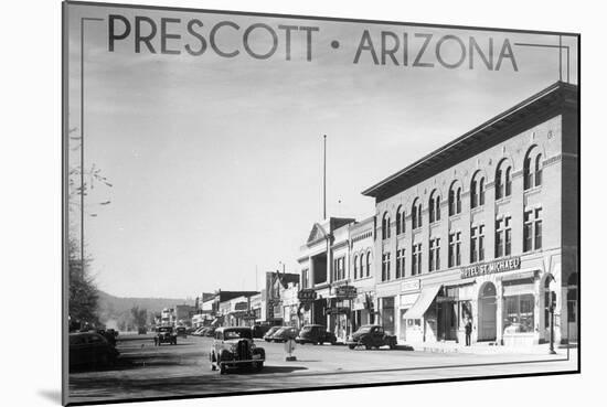 Prescott, Arizona - Montezuma St, Whiskey Row - Lantern Press-Lantern Press-Mounted Art Print