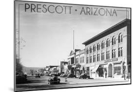 Prescott, Arizona - Montezuma St, Whiskey Row - Lantern Press-Lantern Press-Mounted Art Print