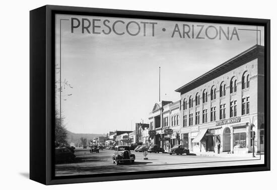 Prescott, Arizona - Montezuma St, Whiskey Row - Lantern Press-Lantern Press-Framed Stretched Canvas