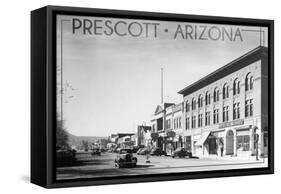 Prescott, Arizona - Montezuma St, Whiskey Row - Lantern Press-Lantern Press-Framed Stretched Canvas