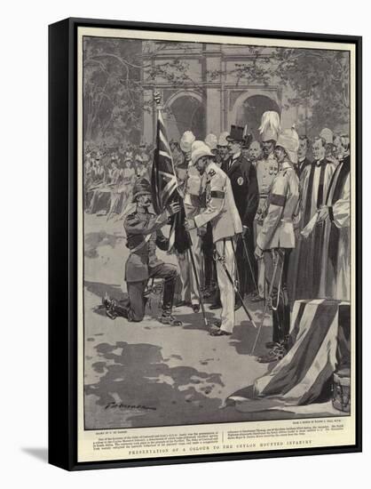 Presentation of a Colour to the Ceylon Mounted Infantry-Frederic De Haenen-Framed Stretched Canvas