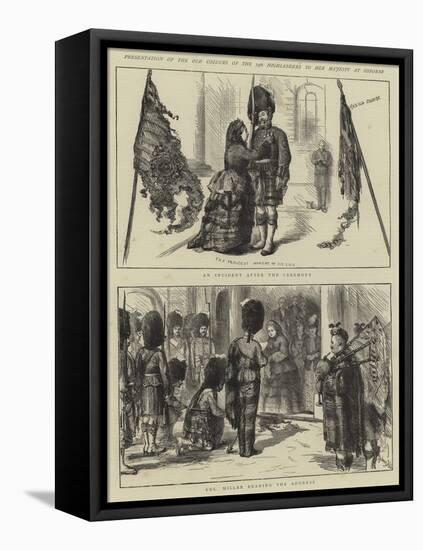 Presentation of the Old Colours of the 79th Highlanders to Her Majesty at Osborne-Sydney Prior Hall-Framed Stretched Canvas