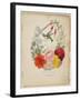 Presentation Page, Flower Garland and Humming Bird, from Flora's Dictionary, 1838-E. W. Wirt-Framed Giclee Print