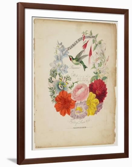 Presentation Page, Flower Garland and Humming Bird, from Flora's Dictionary, 1838-E. W. Wirt-Framed Giclee Print