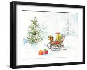 Presents in Sleigh on Snowy Day-Lanie Loreth-Framed Art Print