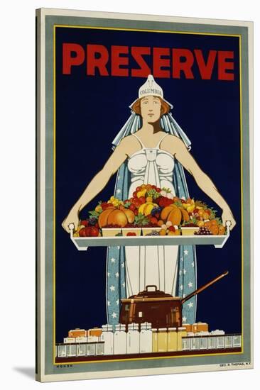 Preserve War Effort Poster with Figure of Columbia-null-Stretched Canvas