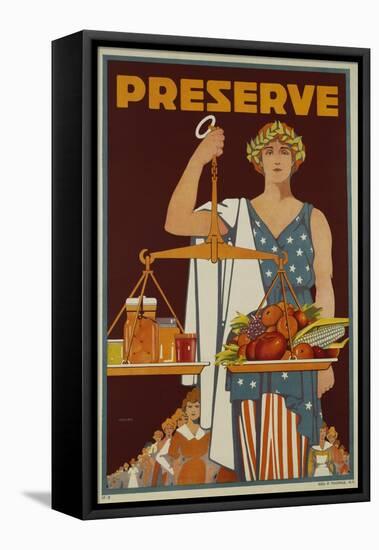 Preserve War Effort Poster with Figure of Justice-null-Framed Stretched Canvas