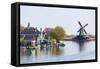 Preserved Historic Windmills and Houses in Zaanse Schans-Amanda Hall-Framed Stretched Canvas