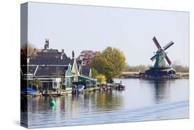 Preserved Historic Windmills and Houses in Zaanse Schans-Amanda Hall-Stretched Canvas