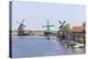Preserved Historic Windmills and Houses in Zaanse Schans-Amanda Hall-Stretched Canvas