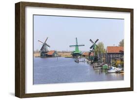 Preserved Historic Windmills and Houses in Zaanse Schans-Amanda Hall-Framed Photographic Print