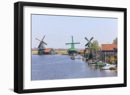 Preserved Historic Windmills and Houses in Zaanse Schans-Amanda Hall-Framed Photographic Print