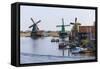 Preserved Historic Windmills and Houses in Zaanse Schans-Amanda Hall-Framed Stretched Canvas