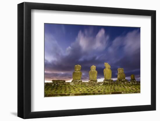 Preserved Original Moai in the Tahai Archaeological Zone-Michael-Framed Photographic Print