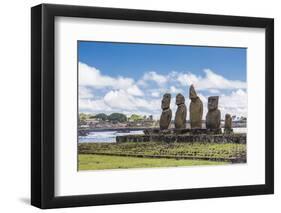 Preserved Original Moai in the Tahai Archaeological Zone-Michael-Framed Photographic Print