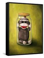 Preserving Childhood Baby Sock Monkey-Leah Saulnier-Framed Stretched Canvas