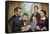 President Abraham Lincoln and His Family Reading a Book in the White House-null-Framed Stretched Canvas