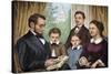 President Abraham Lincoln and His Family Reading a Book in the White House-null-Stretched Canvas