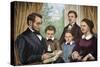 President Abraham Lincoln and His Family Reading a Book in the White House-null-Stretched Canvas