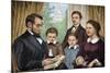 President Abraham Lincoln and His Family Reading a Book in the White House-null-Mounted Giclee Print