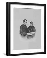 President Abraham Lincoln and His Son Tad Lincoln Looking at a Book-Stocktrek Images-Framed Photographic Print