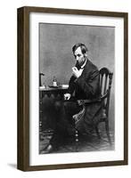 President Abraham Lincoln Sitting in Chair-null-Framed Photographic Print