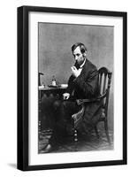 President Abraham Lincoln Sitting in Chair-null-Framed Photographic Print