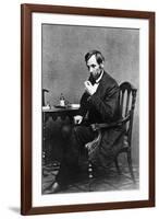 President Abraham Lincoln Sitting in Chair-null-Framed Photographic Print