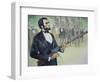 President Abraham Lincoln Test-Fires the Spencer Seven-Shot Repeater Rifle in August 1863-null-Framed Giclee Print