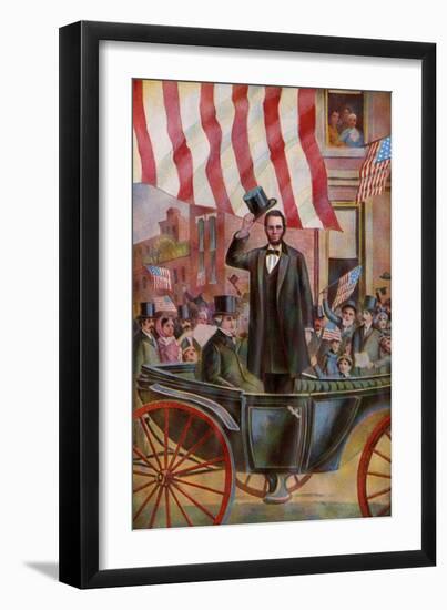 President Abraham Lincoln with Ex-President James Buchanan in the Inaugural Parade, March 4, 1861-null-Framed Giclee Print