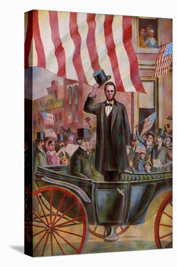 President Abraham Lincoln with Ex-President James Buchanan in the Inaugural Parade, March 4, 1861-null-Stretched Canvas