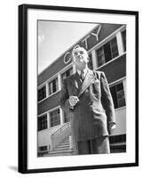 President and Director of Coty Perfumes Andre Lavault in Front of Building Holding Cigarette-Hans Wild-Framed Premium Photographic Print