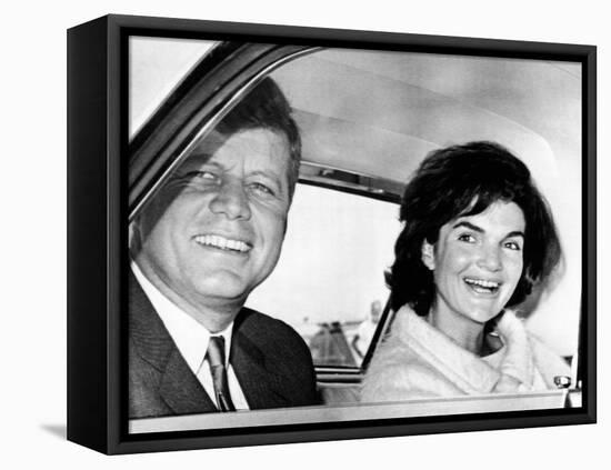 President and Jacqueline Kennedy in Palm Beach, Florida-null-Framed Stretched Canvas