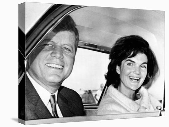 President and Jacqueline Kennedy in Palm Beach, Florida-null-Stretched Canvas