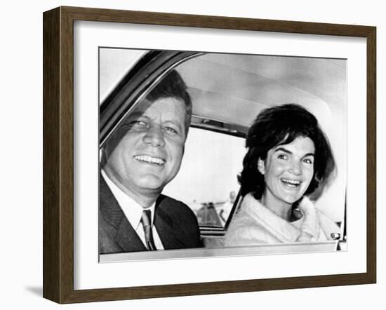 President and Jacqueline Kennedy in Palm Beach, Florida-null-Framed Photo