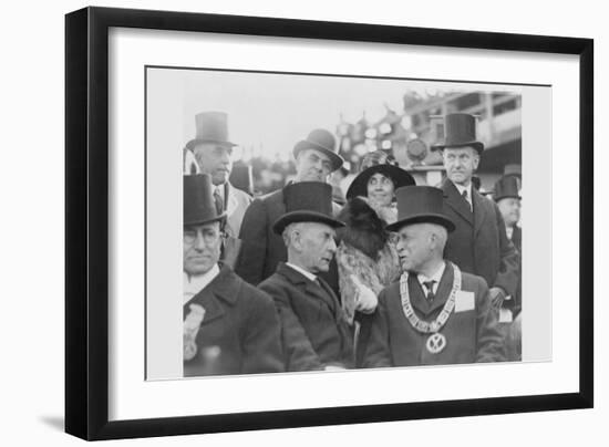 President and Mrs. Coolidge at Laying of Cornerstone of George Washington Masonic National Memorial-null-Framed Art Print