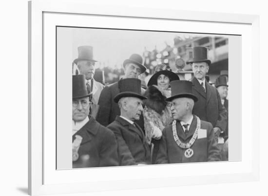 President and Mrs. Coolidge at Laying of Cornerstone of George Washington Masonic National Memorial-null-Framed Art Print