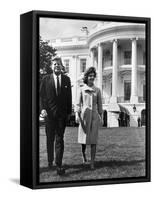 President and Mrs. John F. Kennedy Walking on the South Lawn of the White House on April 16, 1962-null-Framed Stretched Canvas