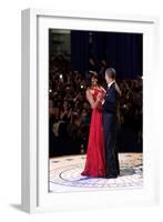 President Barack and Michelle Obama Dance at the Commander in Chief Inaugural Ball-null-Framed Photo