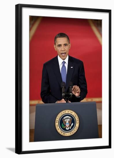 President Barack Obama Addresses the Nation on the Draw Down of American Troops from Afghanistan-null-Framed Photo