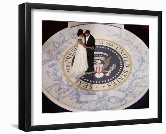 President Barack Obama and First Lady Dance at the Commander in Chief Inaugural Ball-null-Framed Photographic Print