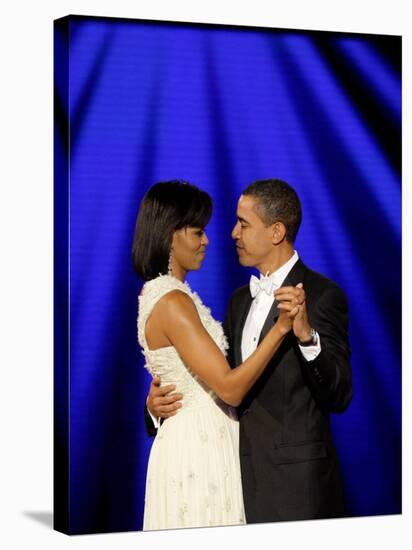 President Barack Obama and First Lady Dance Together at Neighborhood Inaugural Ball in Washington-null-Stretched Canvas