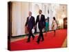 President Barack Obama and First Lady Michelle Obama Walk with Former President George W Bush-null-Stretched Canvas