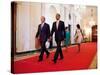 President Barack Obama and First Lady Michelle Obama Walk with Former President George W Bush-null-Stretched Canvas