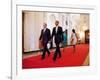 President Barack Obama and First Lady Michelle Obama Walk with Former President George W Bush-null-Framed Photo