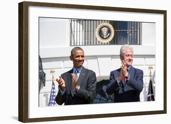 President Barack Obama and Former Pres. Bill Clinton on the 20th Anniversary of the Americorps-null-Framed Photo