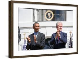 President Barack Obama and Former Pres. Bill Clinton on the 20th Anniversary of the Americorps-null-Framed Photo
